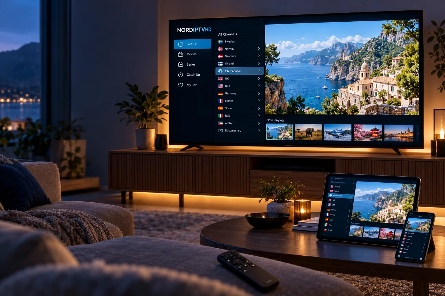 NORDIPTVHD viewing setup across compatible screens